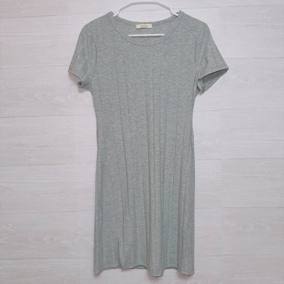 ENTRO Gray Short Sleeve Round Neck Casual Mini Dress women's size medium - Picture 1 of 7